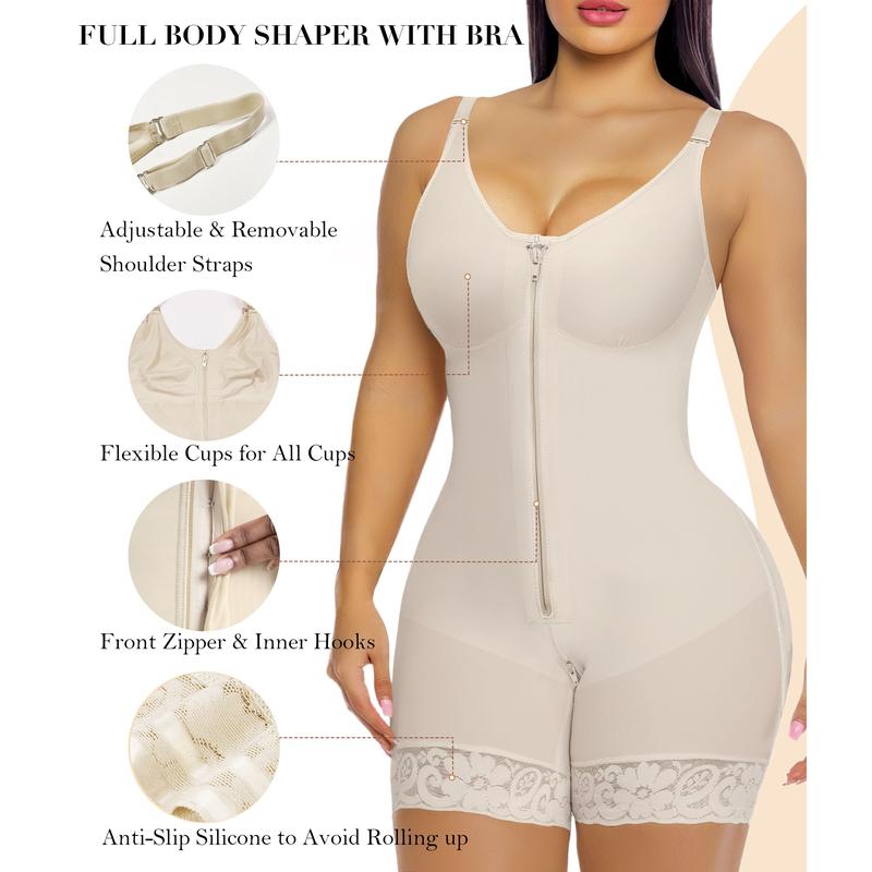 🎅Women's Body Shaper🎄 - Tummy Control & Butt Lifter with Zippered Crotch and Removable Straps