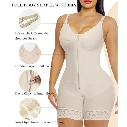🎅Women's Body Shaper🎄 - Tummy Control & Butt Lifter with Zippered Crotch and Removable Straps