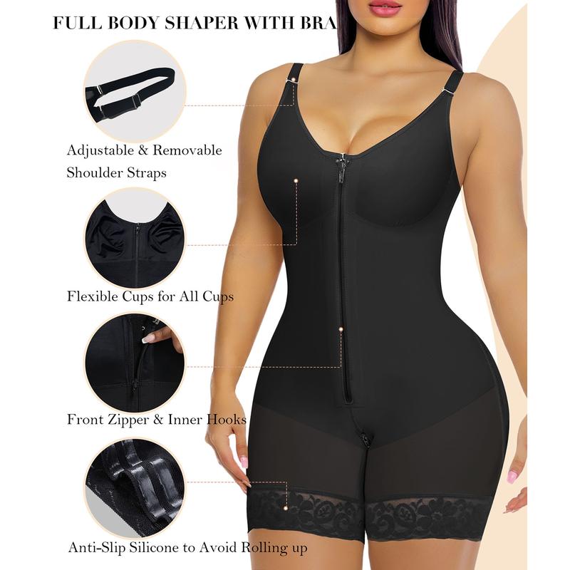 🎅Women's Body Shaper🎄 - Tummy Control & Butt Lifter with Zippered Crotch and Removable Straps