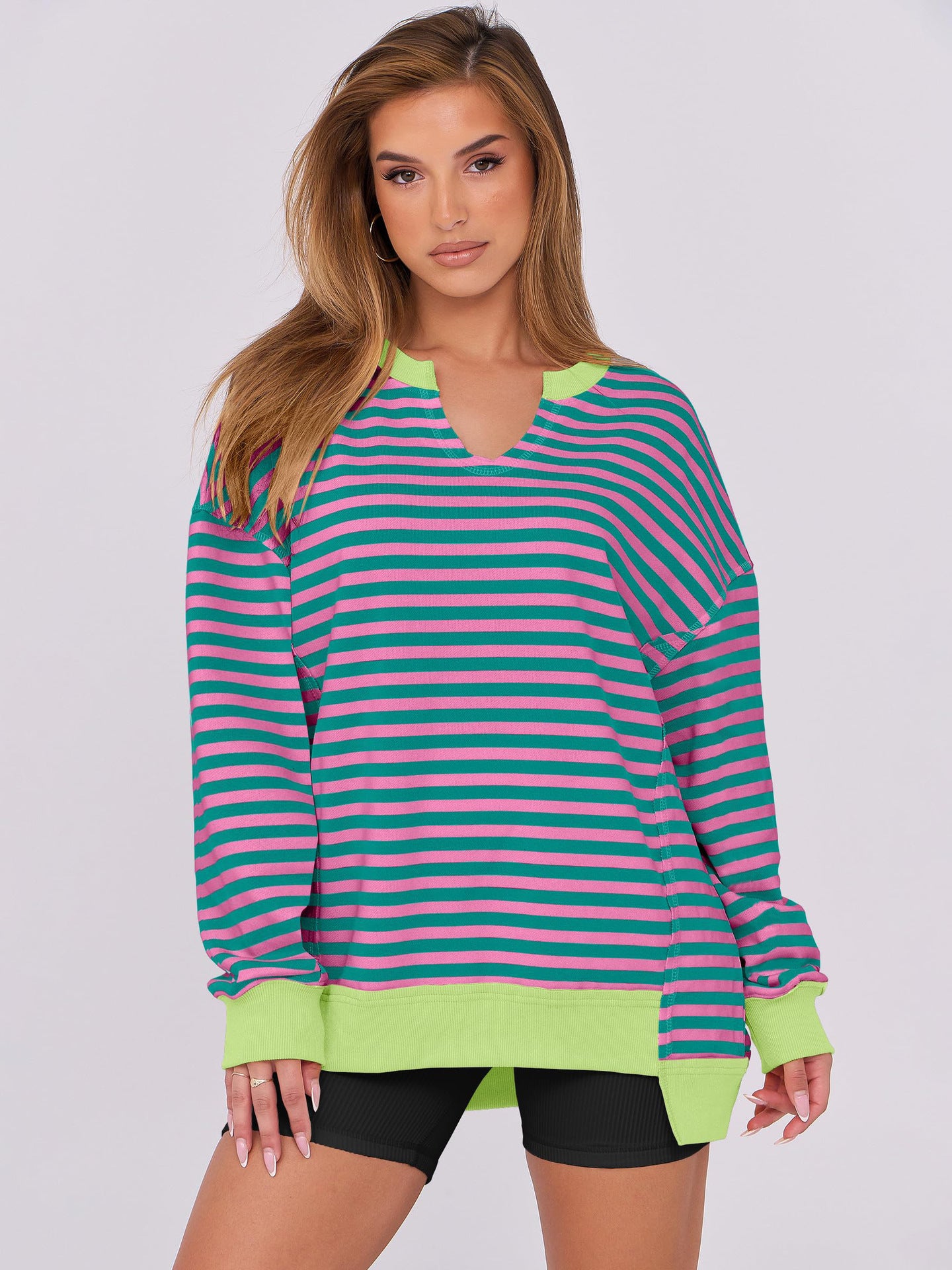 🎅 LAST DAY SALE 49% OFF🎄Womens Oversized Sweatshirt V Neck Long Sleeve Tunic Lightweight Pullover 2025 Winter Casual Tops