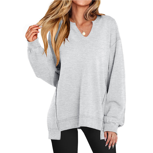 🎅 LAST DAY SALE 49% OFF🎄Womens Oversized Sweatshirt V Neck Long Sleeve Tunic Lightweight Pullover 2025 Winter Casual Tops