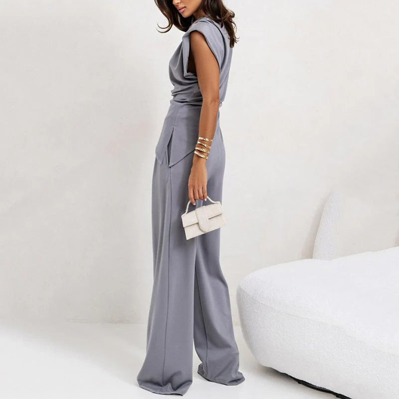 Elegante effen kleur tweedelige set voor dames